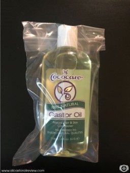Bottle of castor oil in ziplock bag