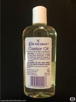 Label at the back of Cococare Castor Oil